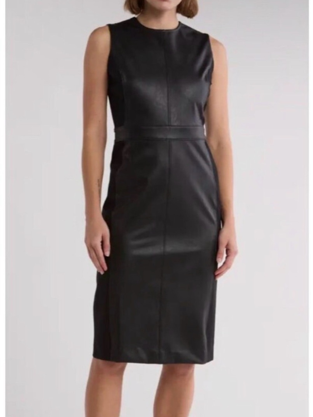 Spanx Leather Combo Fitted Dress Black S
